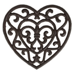 DESSOUS PLAT COEUR RHODONEA BRUN 19X18CM de Comptoir de Famille - Objet de décoration dans Y001