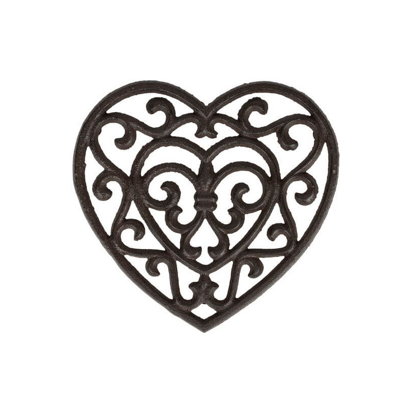 DESSOUS PLAT COEUR RHODONEA BRUN 19X18CM de Comptoir de Famille - Objet de décoration dans Y001