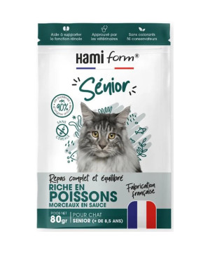 Repas complet thon pour chat senior 80gr