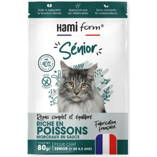 Repas complet thon pour chat senior 80gr