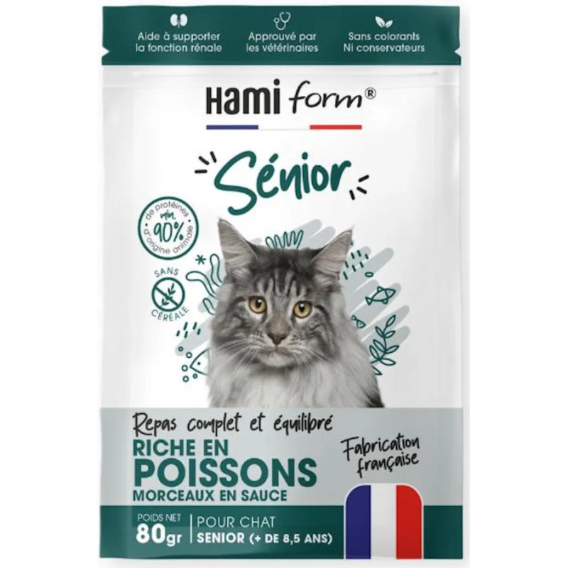 Repas complet thon pour chat senior 80gr