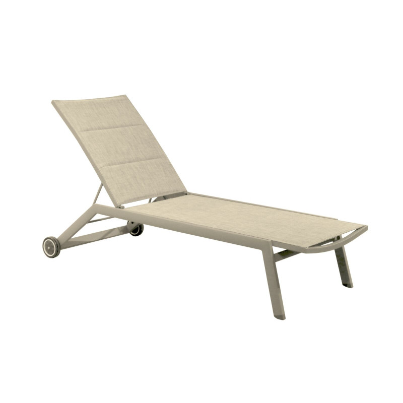 Lit de soleil palma crème chevron pour détente extérieure de  dans Transat pour l'exterieur