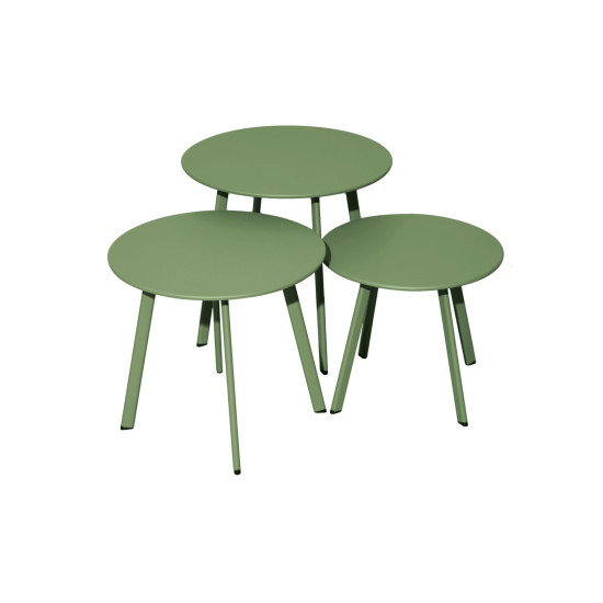 Table De Jardin Massai Lot De 3 Tables Basses En Acier Amande de  dans Table de jardin