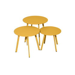 Table De Jardin Massai Lot De 3 Tables Basses En Acier Miel Design Élégant de  dans Table de jardin