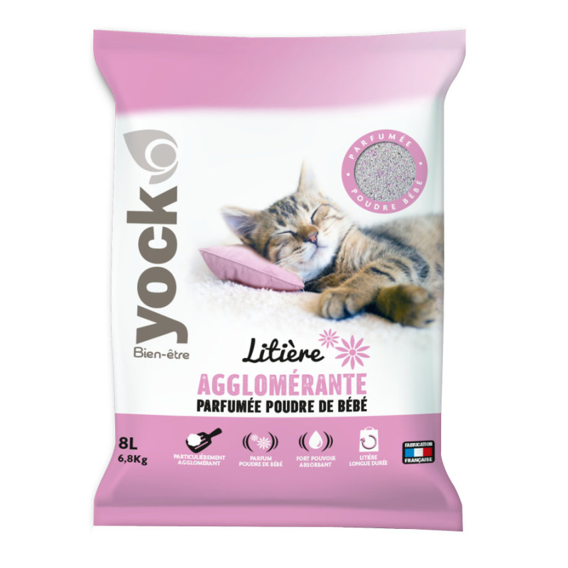 Litière bentonite parfumée poudre de bébé 6.8kg