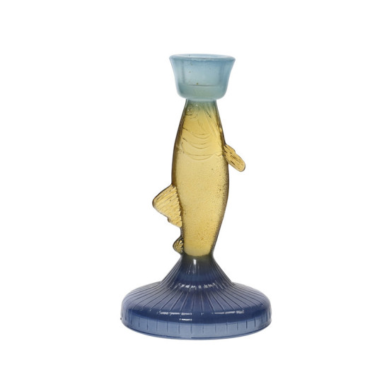 BOUGEOIR VERRE BLEU/COULEUR D9.5CM H17.5CM de Décoration de la maison à Libourne dans K002