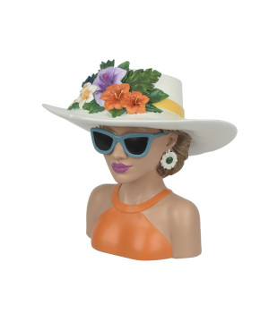 CACHE POT FEMME CHAPEAU ORANGE/COULEUR H21CM de Décoration de la maison à Libourne dans K002