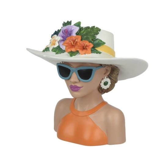 CACHE POT FEMME CHAPEAU ORANGE/COULEUR H21CM de Décoration de la maison à Libourne dans K002