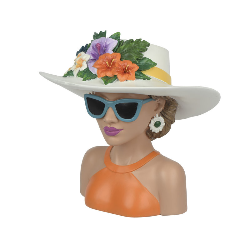 CACHE POT FEMME CHAPEAU ORANGE/COULEUR H21CM de Décoration de la maison à Libourne dans K002