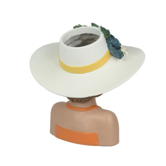 CACHE POT FEMME CHAPEAU ORANGE/COULEUR H21CM de Décoration de la maison à Libourne dans K002