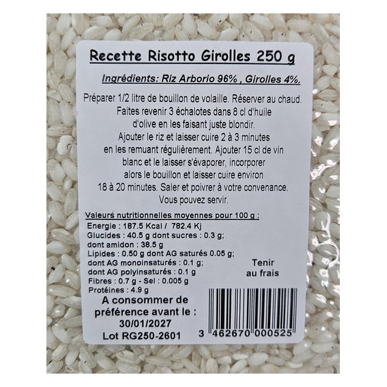 RISOTTO AUX GIROLLES 250G de Table des producteurs Libourne dans 🍚 Riz du sud Ouest