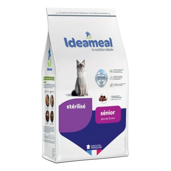 Croquettes Ideameal pour chat sterilise senior/agé 3kg, sans blé ni maïs de Ideameal dans E1051