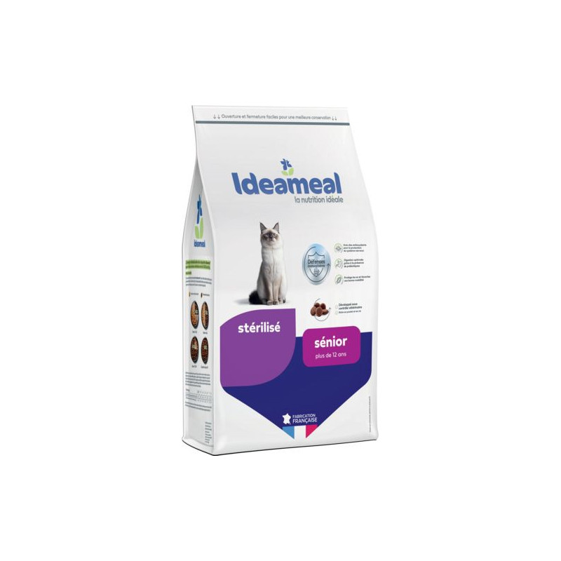Croquettes Ideameal pour chat sterilise senior/agé 3kg, sans blé ni maïs de Ideameal dans E1051