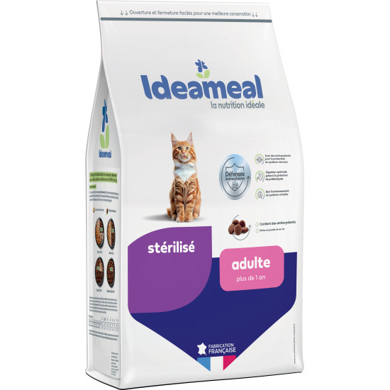 Croquettes Ideameal pour chat sterilise adulte 3kg, sans blé sans maïs de Ideameal dans E1051