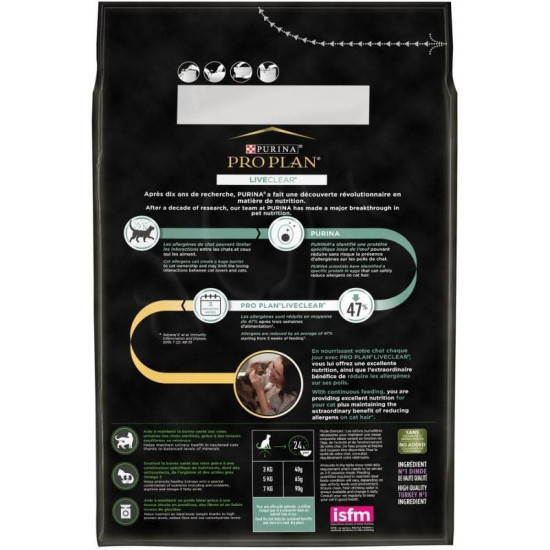 Purina Pro plan liveclear adulte stérilisé - riche en dinde - 2,8kg de Proplan - croquette chien et chat dans N017