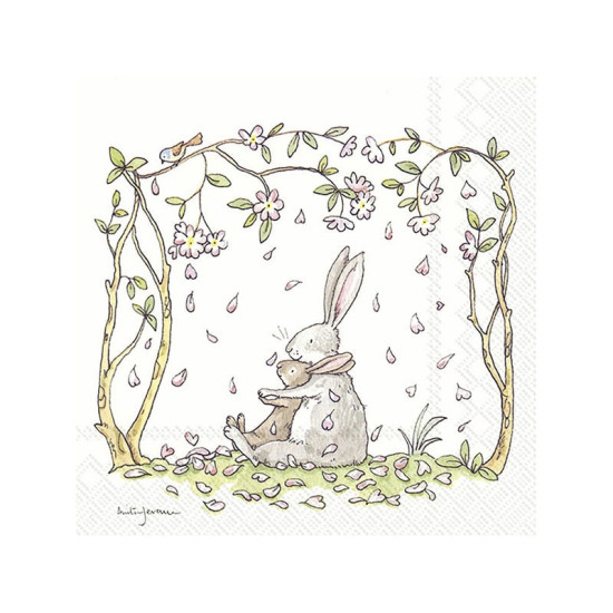 SERVIETTE LUNCH FLEURS ET LAPIN de Décoration de la maison à Libourne dans M067