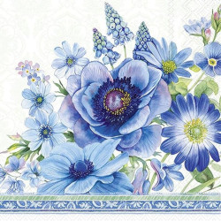 SERVIETTE LUNCH FLEURS DE PRINTEMPS BLEUES de Décoration de la maison à Libourne dans M067