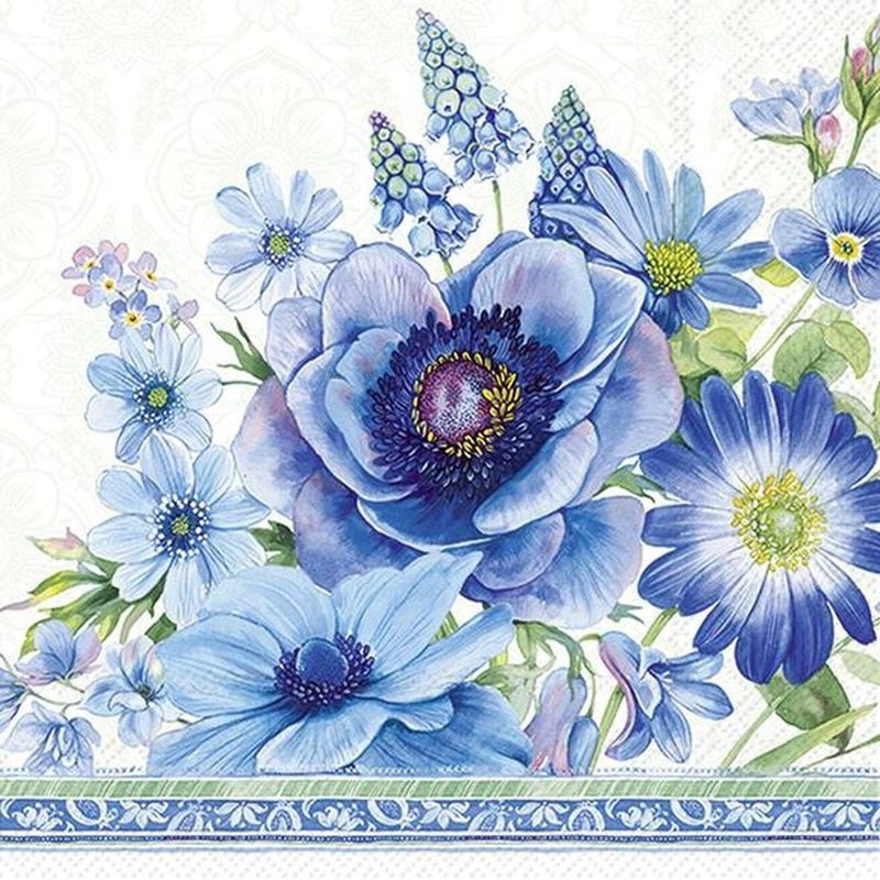 SERVIETTE LUNCH FLEURS DE PRINTEMPS BLEUES de Décoration de la maison à Libourne dans M067