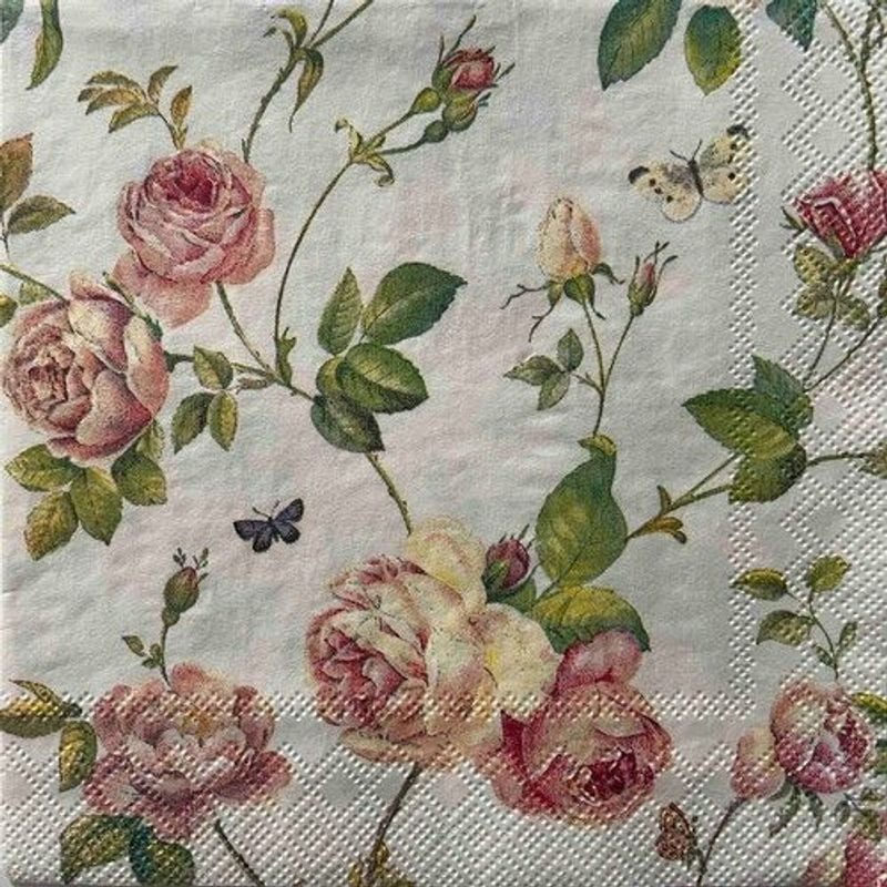 SERVIETTE COCKTAIL ROSE GRIMPANTE de Décoration de la maison à Libourne dans M067