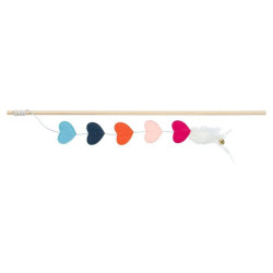 Canne à pêche cœurs bois/feutre catnip 48 cm de Trixie - Produit pour animaux dans T050