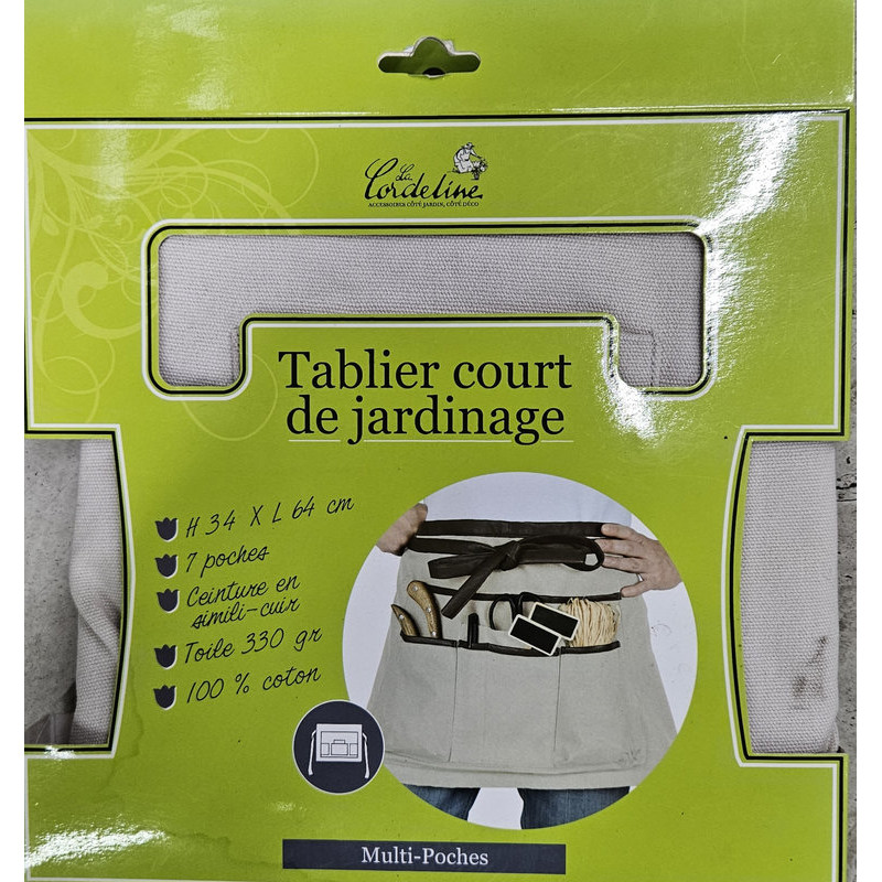 Tablier blanc c/s h34xl64cm pour jardin et atelier, design pratique et élégant