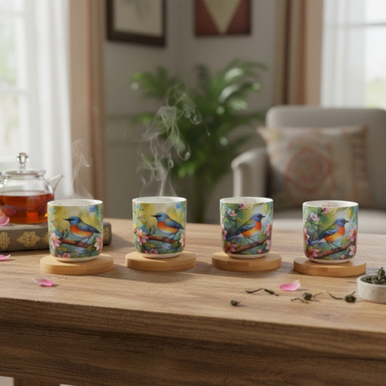 COFFRET REYNA 4 TASSES SOUCOUPE BOIS ASS de Décoration de la maison à Libourne dans E010