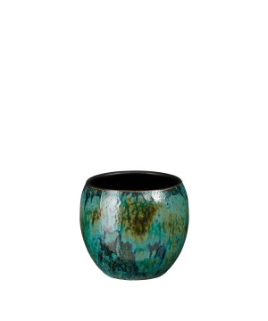 POT LOREN ROND BLEU H16 D17CM de Edelman - deco maison et noël dans E009