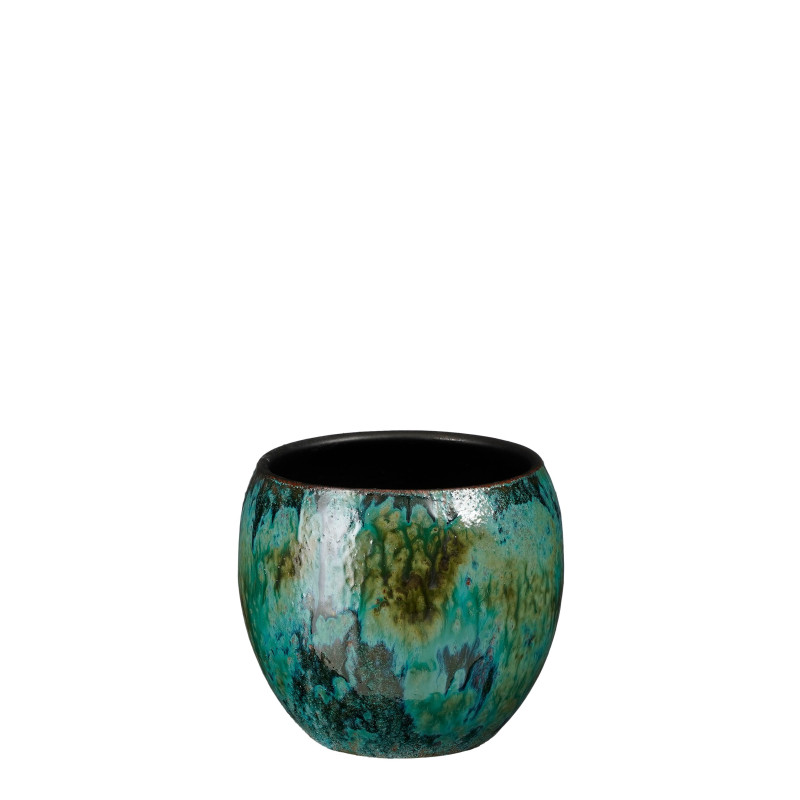 POT LOREN ROND BLEU H16 D17CM de Edelman - deco maison et noël dans E009