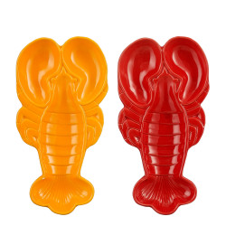 PLAT HOMARD ORANGE ROUGE ASSORTI L28XB15 H3.5CM de Edelman - deco maison et noël dans E009