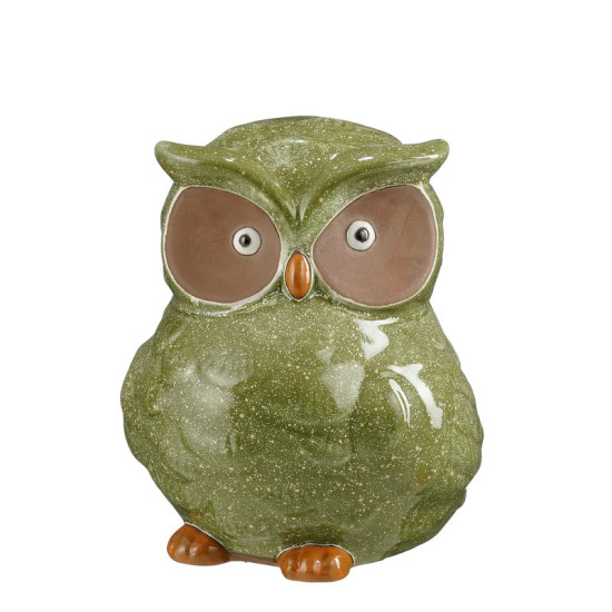 STATUE HIBOU VERT L21XB19 H23CM de Edelman - deco maison et noël dans E009