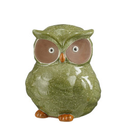 STATUE HIBOU VERT L21XB19 H23CM de Edelman - deco maison et noël dans E009
