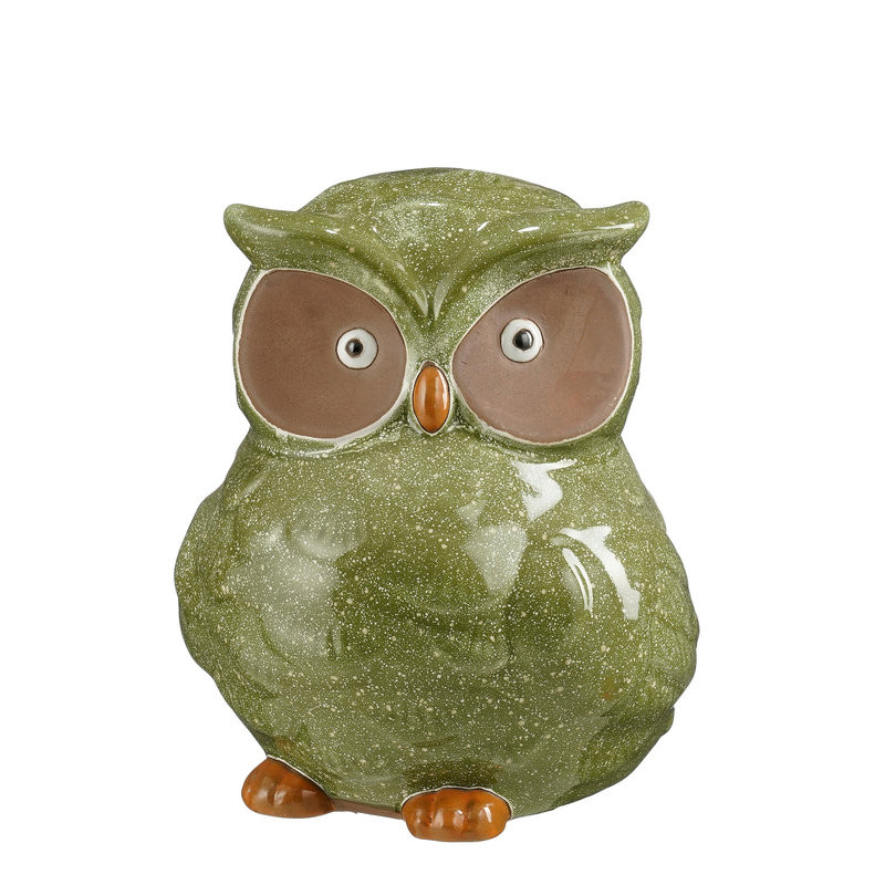 STATUE HIBOU VERT L21XB19 H23CM de Edelman - deco maison et noël dans E009