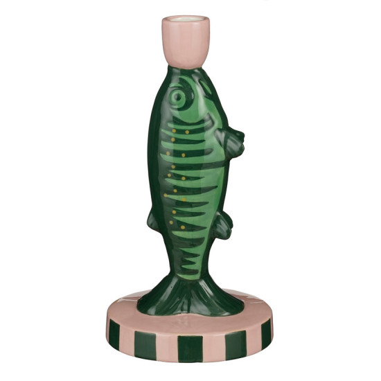 BOUGEOIR POISSON VERT L12.5XB12.5 H24CM de Edelman - deco maison et noël dans E009