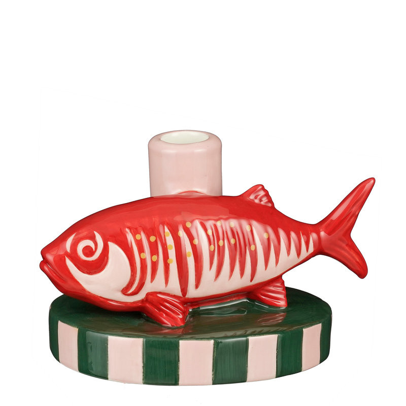 BOUGEOIR POISSON ROUGE L17XB11.5 H10.5CM de Edelman - deco maison et noël dans E009
