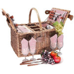 PANIER PIQUE-NIQUE SAINT GERMAIN VICHY ROUGE 4P de Les Jardins de la Comtesse - panier pique nique dans L087