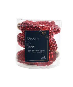 POMME PIN VERRE MIX ROUGE NOEL X12 de Déco de Noël - Jardinerie Bordeaux et Libourne dans K004
