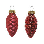 POMME PIN VERRE MIX ROUGE NOEL X12 de Déco de Noël - Jardinerie Bordeaux et Libourne dans K004