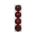 BOULE MIX ROUGE NOEL X4 de Déco de Noël - Jardinerie Bordeaux et Libourne dans K004