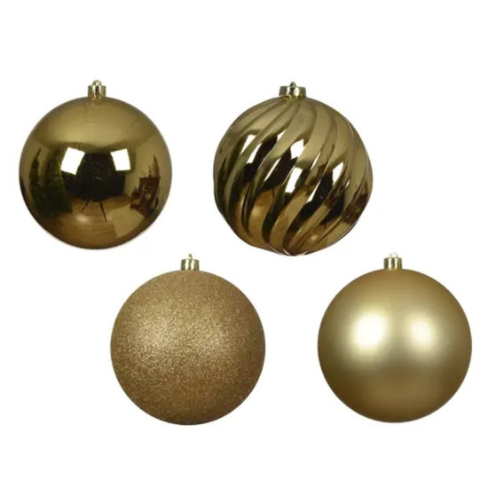 BOULE MIX OR CLAIR X4 de Déco de Noël - Jardinerie Bordeaux et Libourne dans K004
