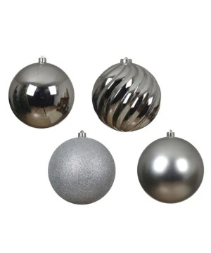 BOULE MIX ARGENT X4 de Déco de Noël - Jardinerie Bordeaux et Libourne dans K004
