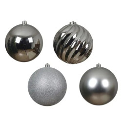 BOULE MIX ARGENT X4 de Déco de Noël - Jardinerie Bordeaux et Libourne dans K004