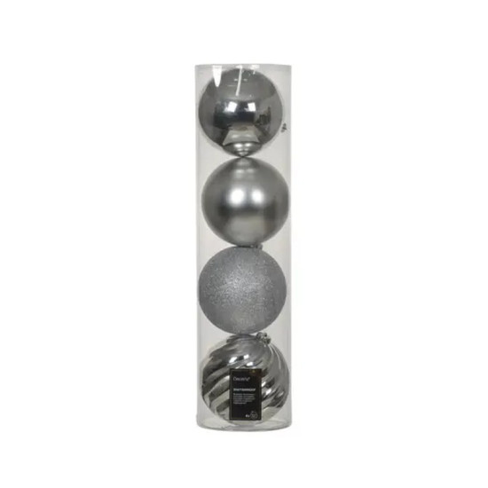 BOULE MIX ARGENT X4 de Déco de Noël - Jardinerie Bordeaux et Libourne dans K004