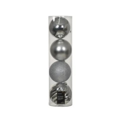 BOULE MIX ARGENT X4 de Déco de Noël - Jardinerie Bordeaux et Libourne dans K004