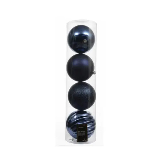 BOULE MIX BLEU NUIT X4 de Déco de Noël - Jardinerie Bordeaux et Libourne dans K004