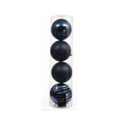 BOULE MIX BLEU NUIT X4 de Déco de Noël - Jardinerie Bordeaux et Libourne dans K004