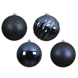 BOULE MIX BLEU NUIT X4 de Déco de Noël - Jardinerie Bordeaux et Libourne dans K004