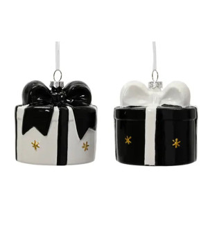 BOITE CADEAU NOIR/BLANC H8CM de Déco de Noël - Jardinerie Bordeaux et Libourne dans K004