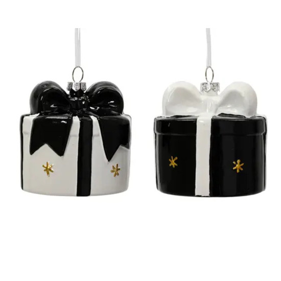 BOITE CADEAU NOIR/BLANC H8CM de Déco de Noël - Jardinerie Bordeaux et Libourne dans K004