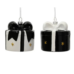 BOITE CADEAU NOIR/BLANC H8CM de Déco de Noël - Jardinerie Bordeaux et Libourne dans K004