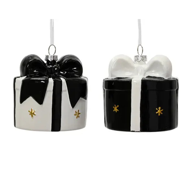 BOITE CADEAU NOIR/BLANC H8CM de Déco de Noël - Jardinerie Bordeaux et Libourne dans K004